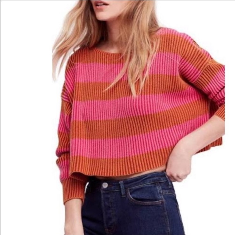 Free People Just My Stripe Pullover Sweater